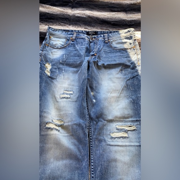 Mens AKOO 36/32 Slim Straight Fit Jeans - Picture 2 of 5